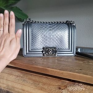 Chanel boy bag python small